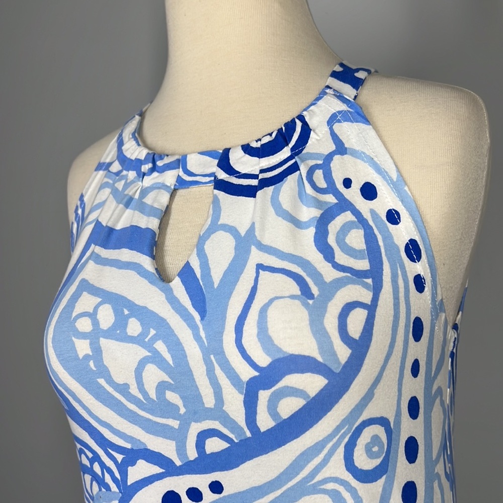 BARBARA GERWITT A-Line Casual Cotton Dress Keyhole Sleeveless Paisley - Picture 2 of 8